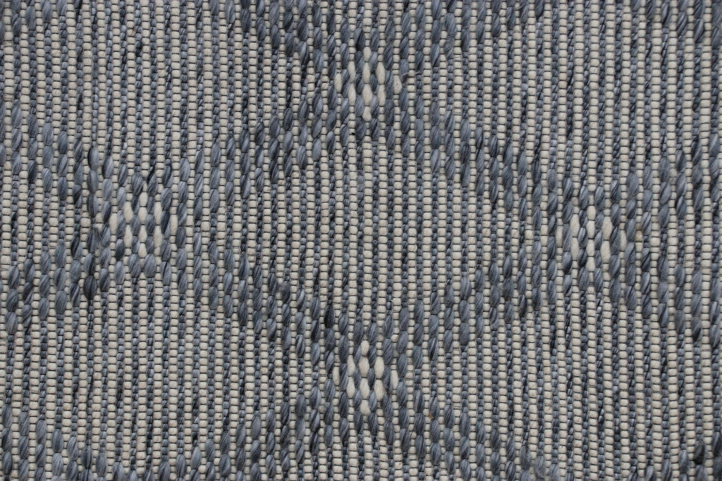 5' x 8' Blue and Ivory Geometric Hand Woven Non Skid Area Rug