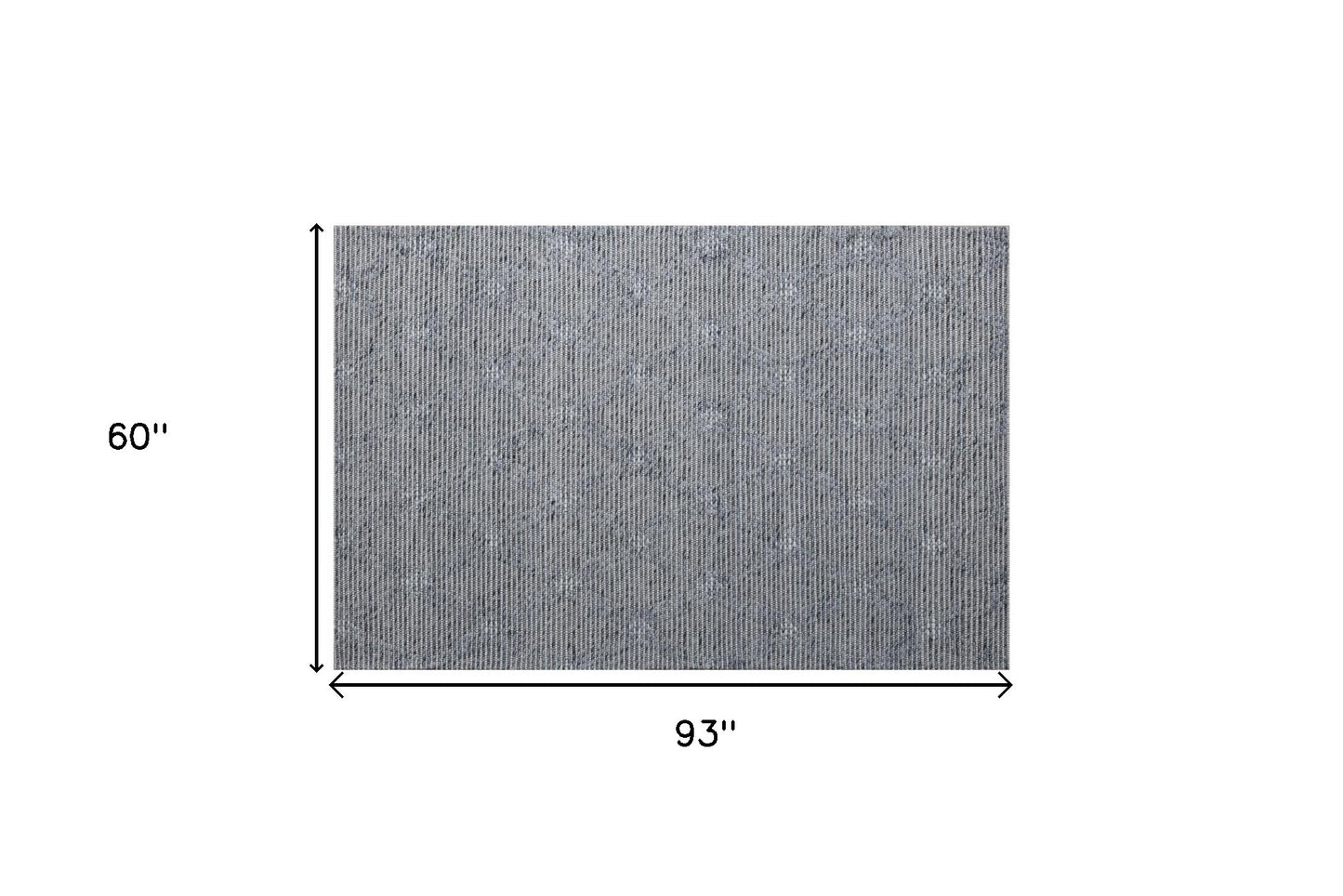 5' x 8' Blue and Ivory Geometric Hand Woven Non Skid Area Rug