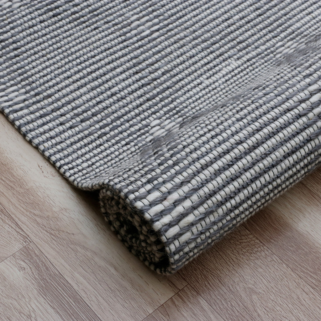 5' x 8' Gray and Ivory Geometric Hand Woven Non Skid Area Rug
