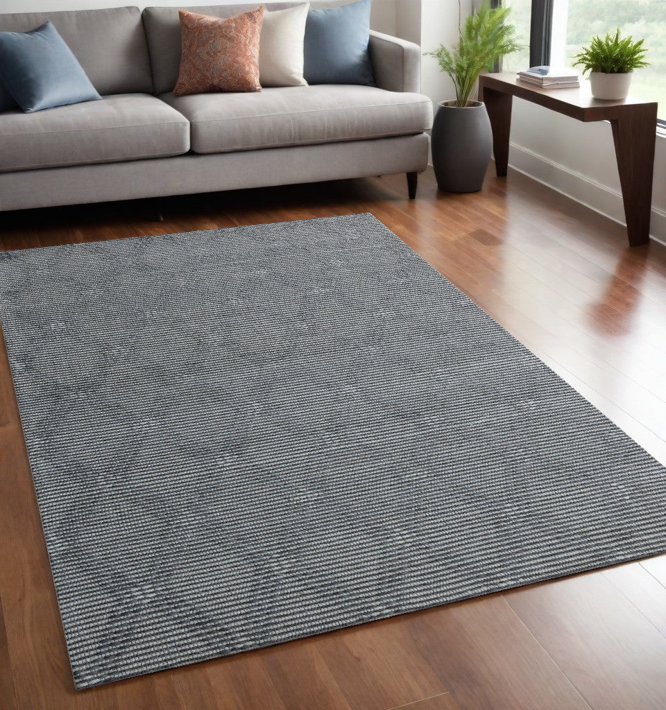 5' x 8' Gray and Ivory Geometric Hand Woven Non Skid Area Rug