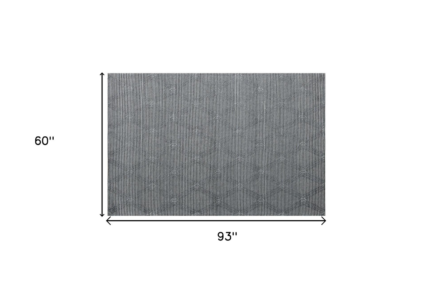 5' x 8' Gray and Ivory Geometric Hand Woven Non Skid Area Rug