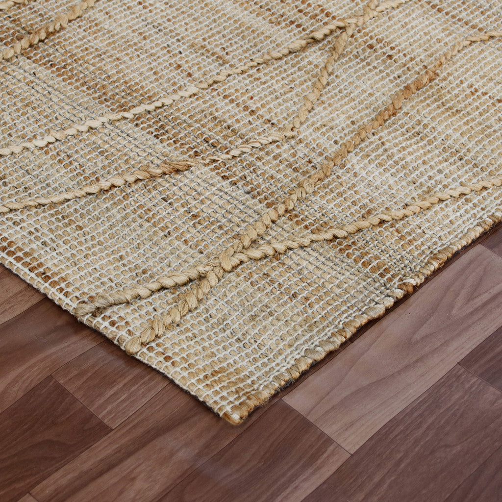 9' x 12' Brown and Ivory Abstract Hand Woven Non Skid Area Rug
