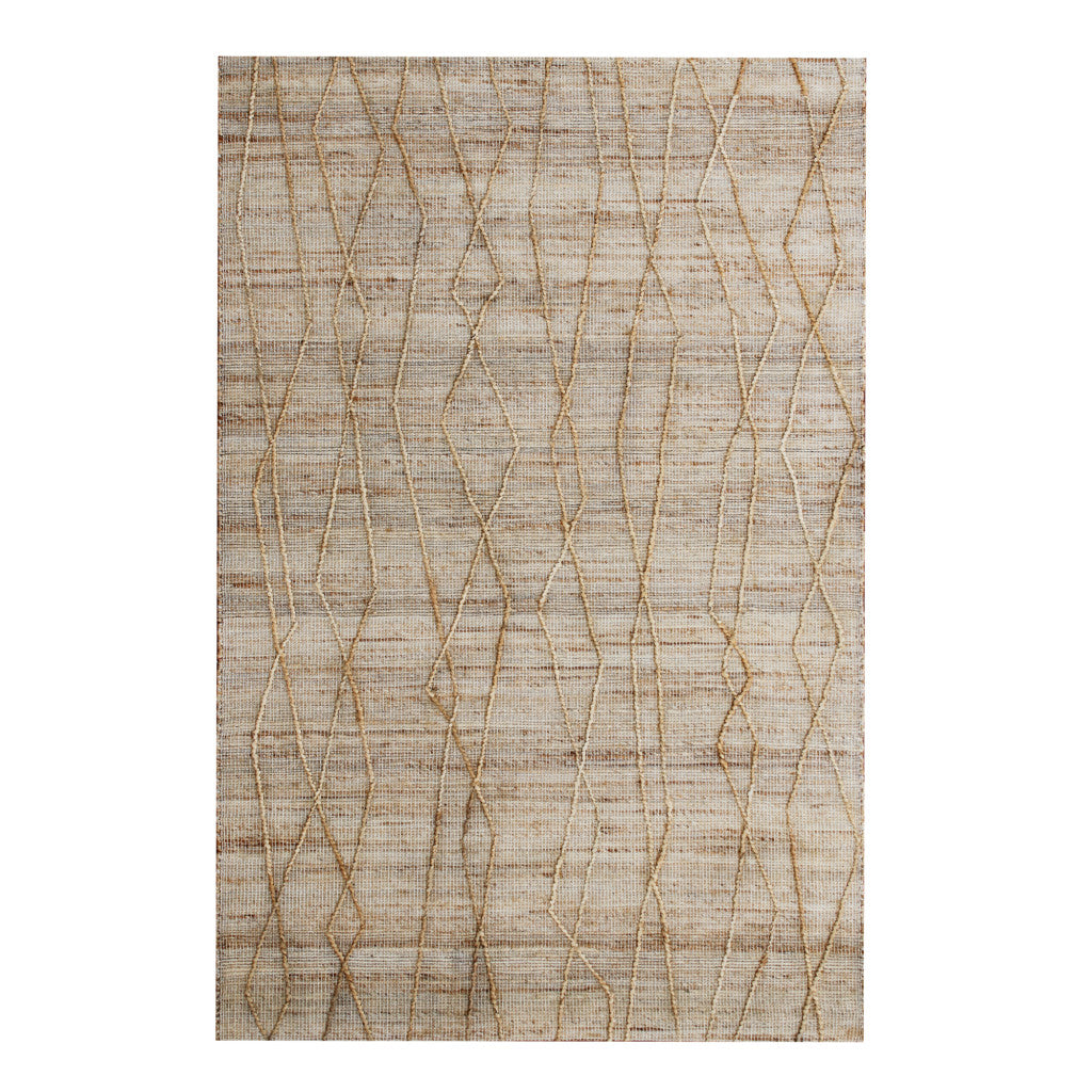9' x 12' Brown and Ivory Abstract Hand Woven Non Skid Area Rug