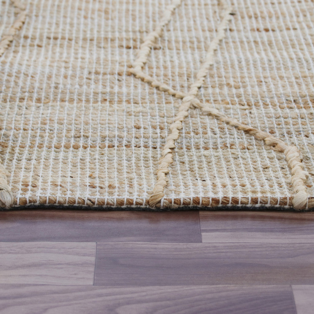 9' x 12' Brown and Ivory Abstract Hand Woven Non Skid Area Rug