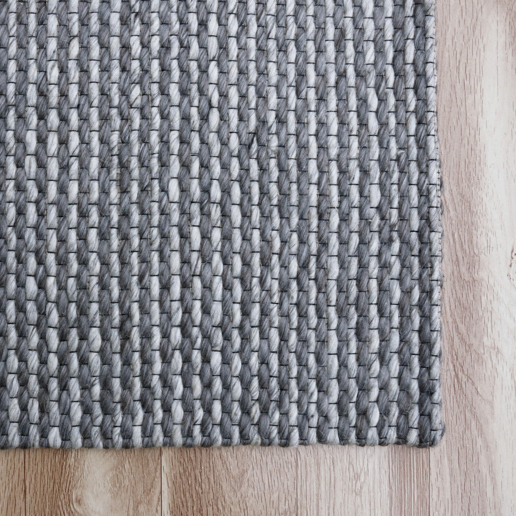 8' x 10' Gray and Silver Striped Hand Woven Non Skid Area Rug