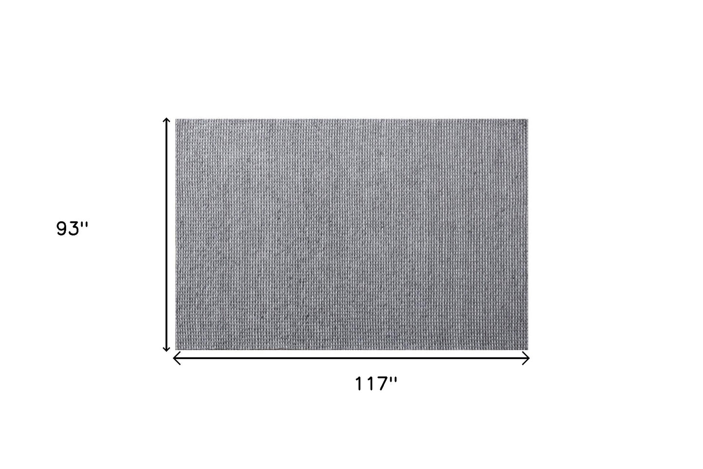 8' x 10' Gray and Silver Striped Hand Woven Non Skid Area Rug