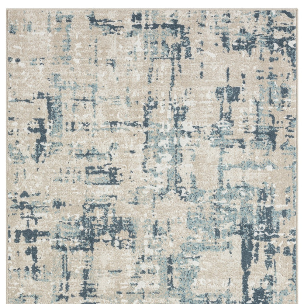 4' x 6' Blue and Gray Abstract Power Loom Area Rug