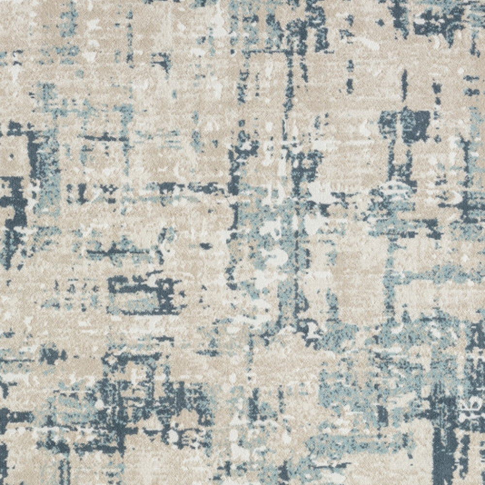 4' x 6' Blue and Gray Abstract Power Loom Area Rug