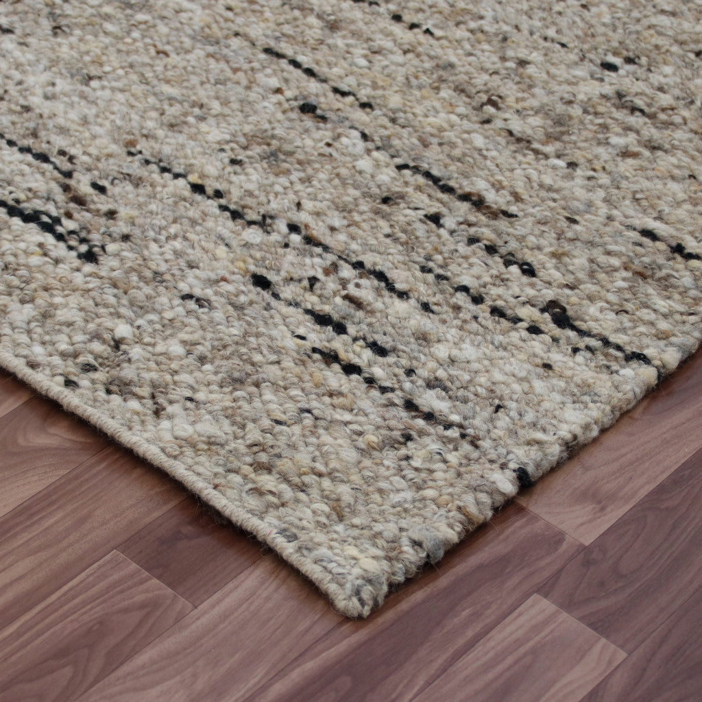 9' x 12' Beige and Black Abstract Hand Woven Area Rug