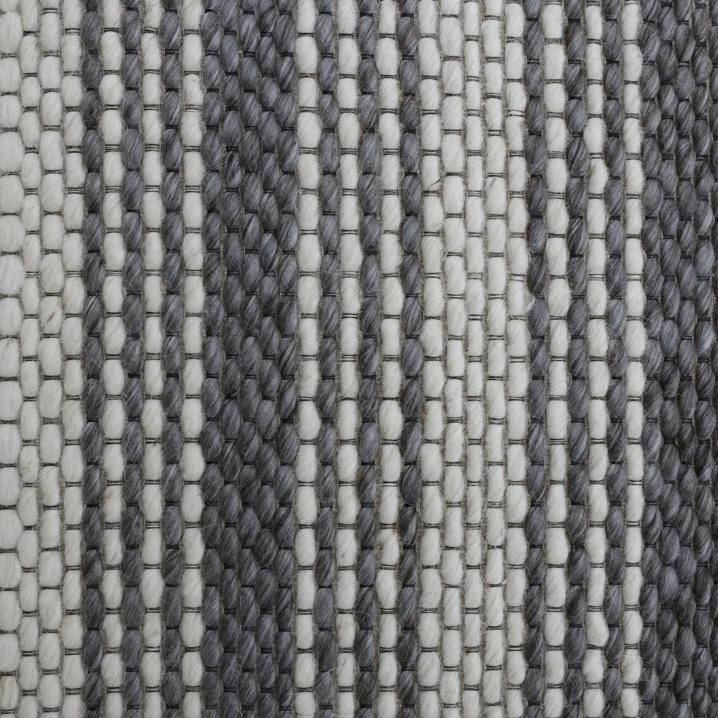 8' x 10' Gray and Ivory Striped Hand Woven Non Skid Area Rug