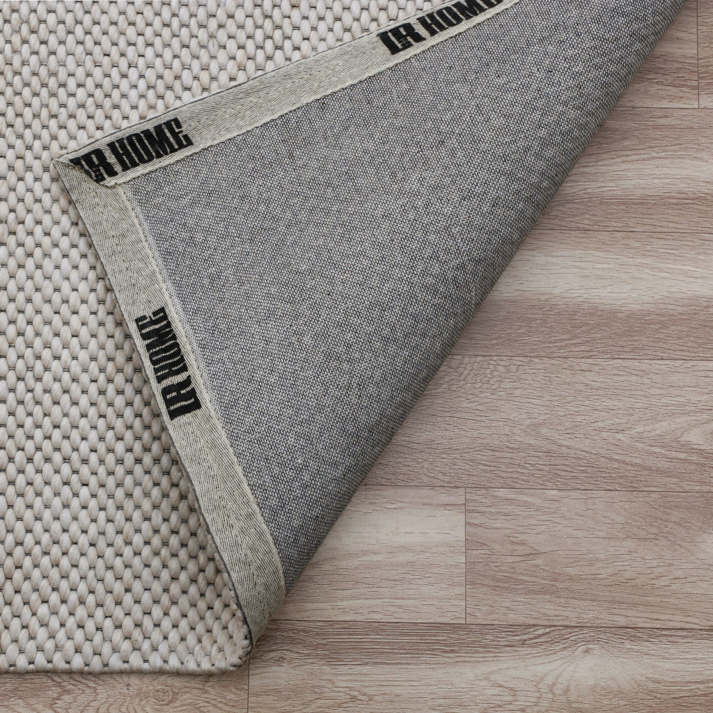 5' x 8' Beige Hand Woven Non Skid Area Rug