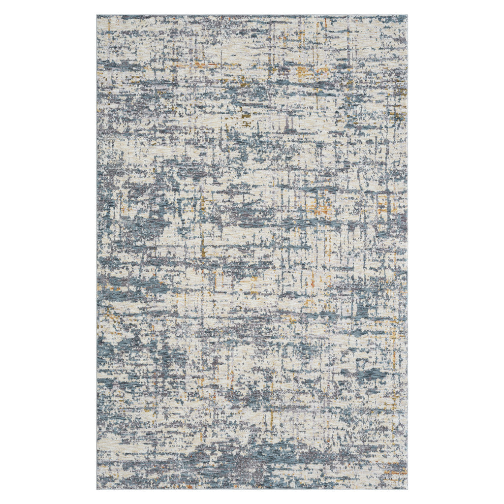 5' x 8' Blue and Ivory Abstract Area Rug