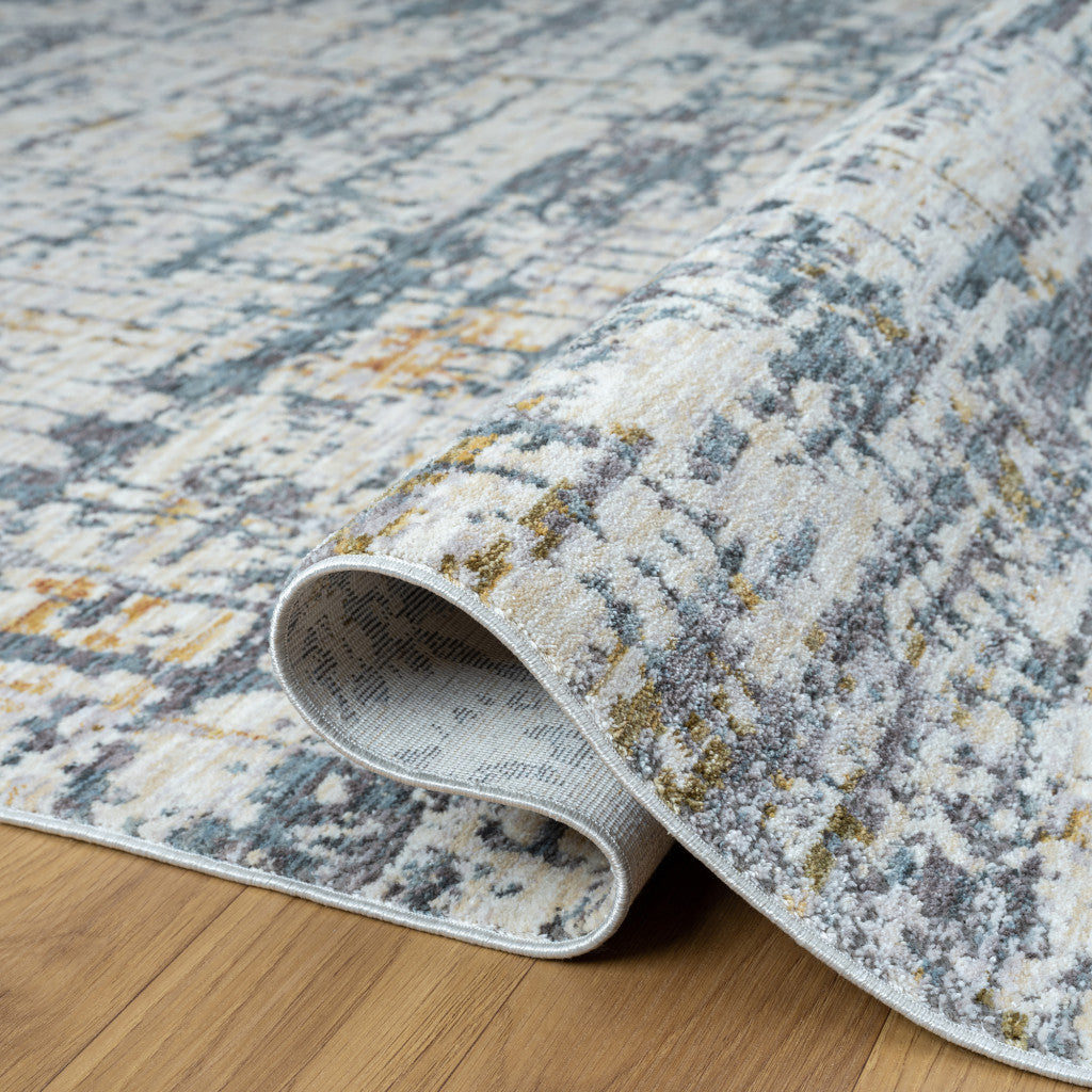 5' x 8' Blue and Ivory Abstract Area Rug