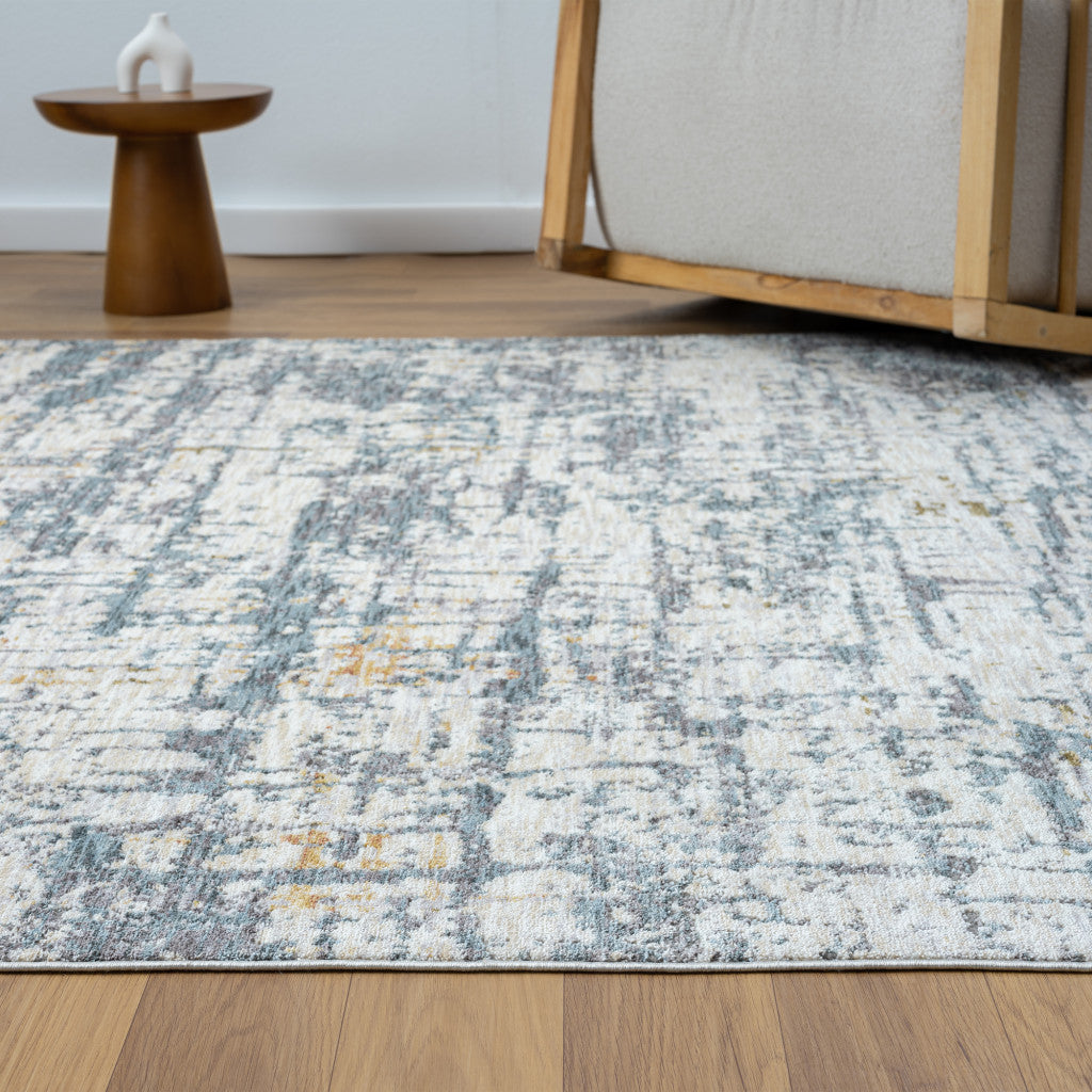 5' x 8' Blue and Ivory Abstract Area Rug