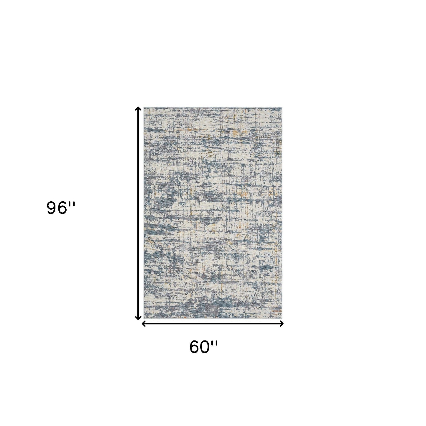 5' x 8' Blue and Ivory Abstract Area Rug