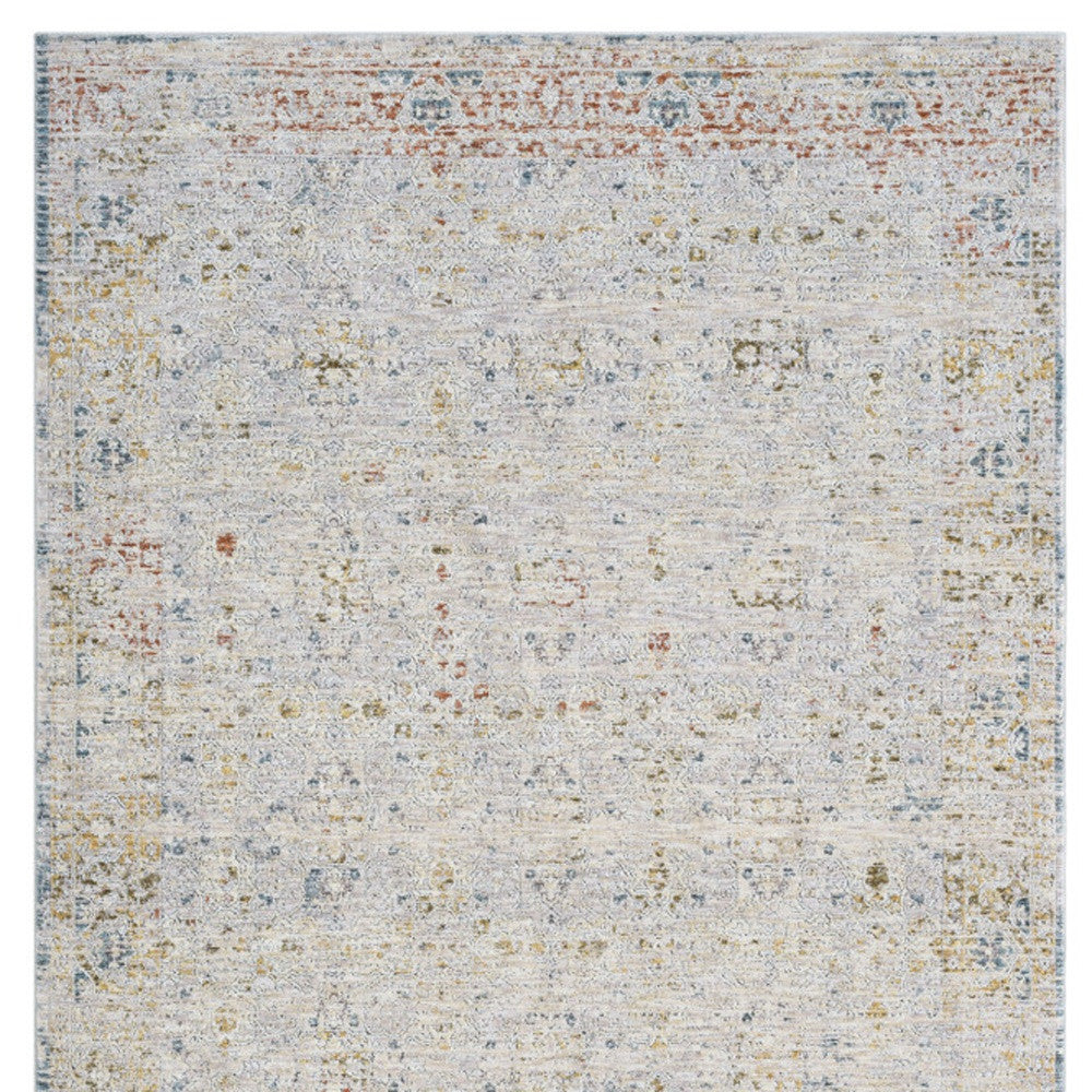 2' x 3' Ivory and Blue Floral Area Rug
