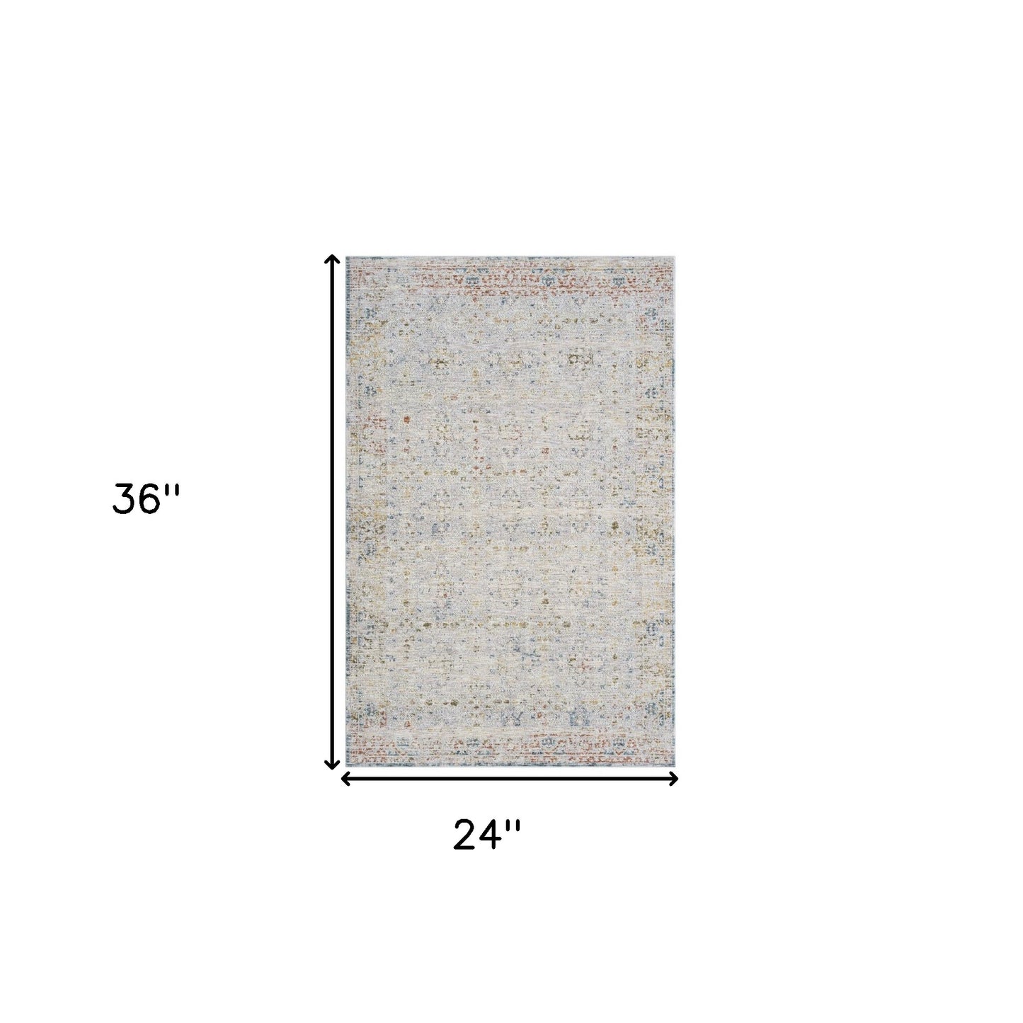 2' x 3' Ivory and Blue Floral Area Rug