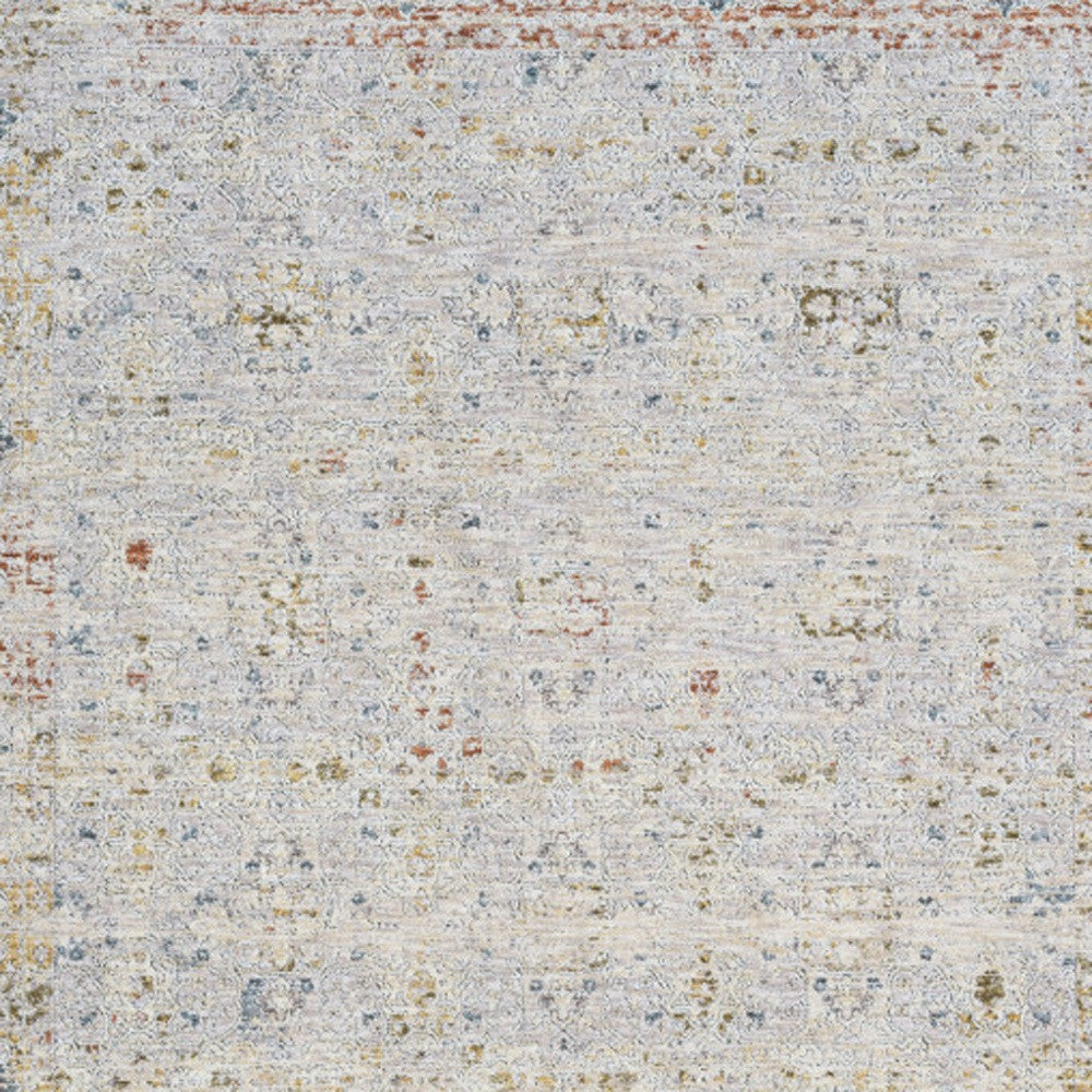 2' x 3' Ivory and Blue Floral Area Rug
