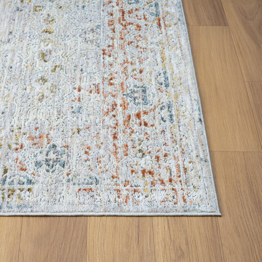 2' x 3' Ivory and Blue Floral Area Rug
