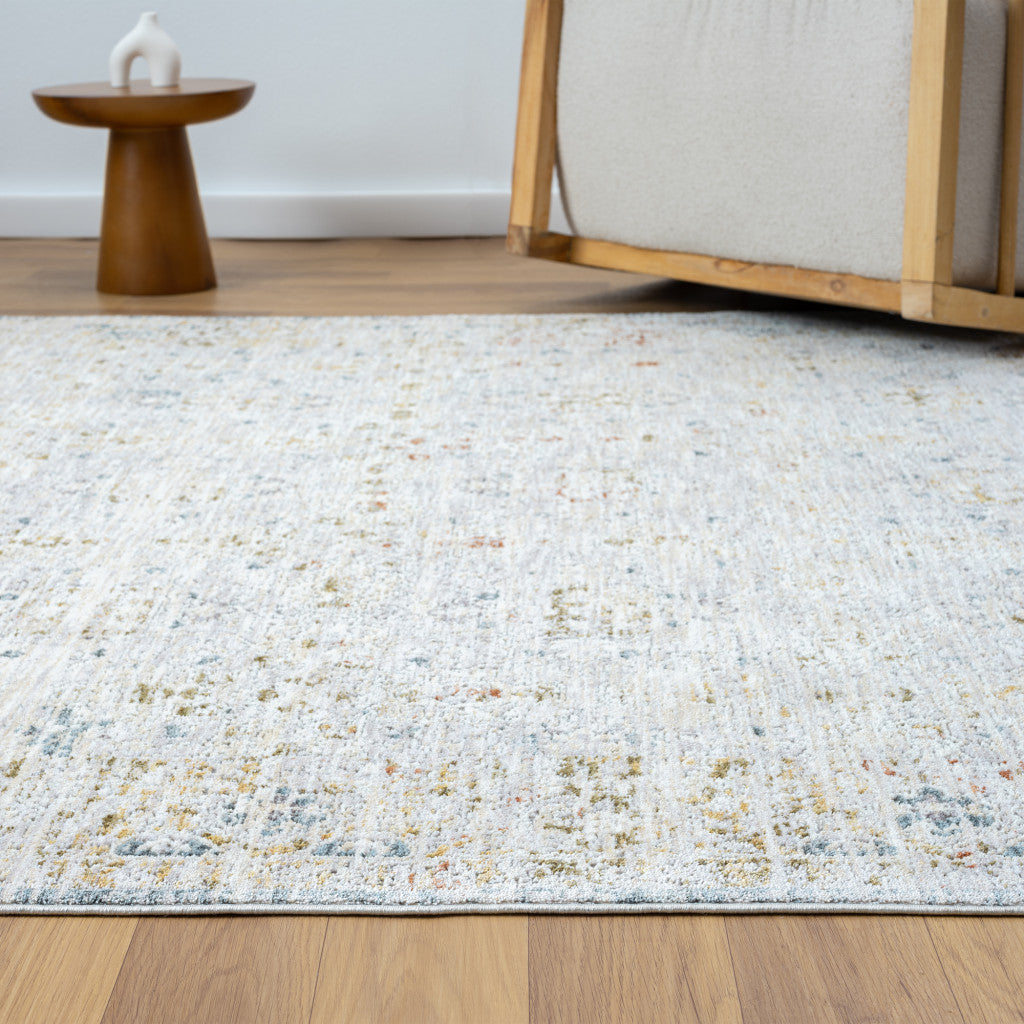 2' x 3' Ivory and Blue Floral Area Rug