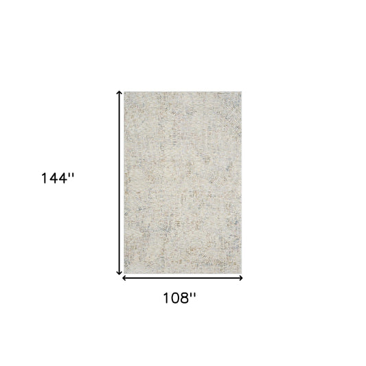 9' x 12' Ivory and Gray Abstract Area Rug
