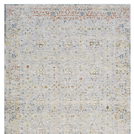 8' x 10' Ivory and Blue Floral Area Rug