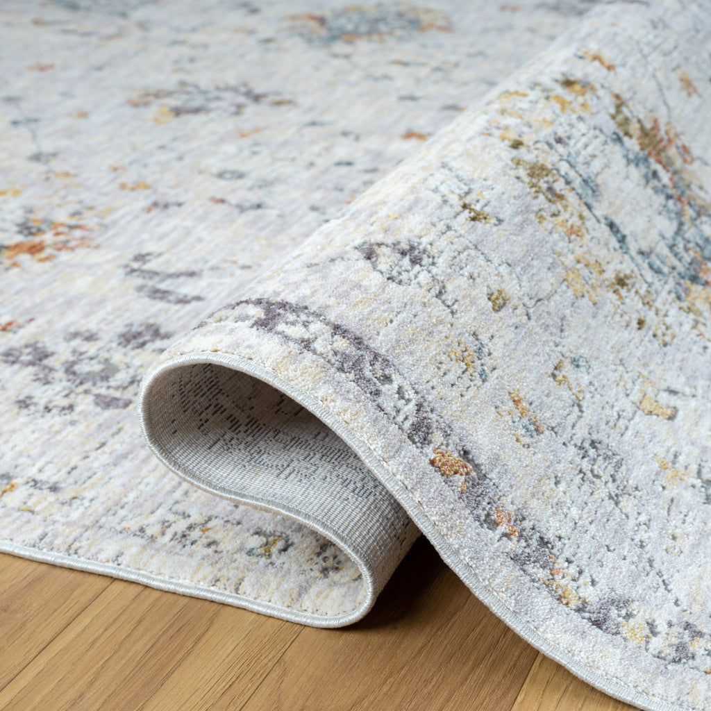 8' Runner Ivory and Blue Floral Runner Rug