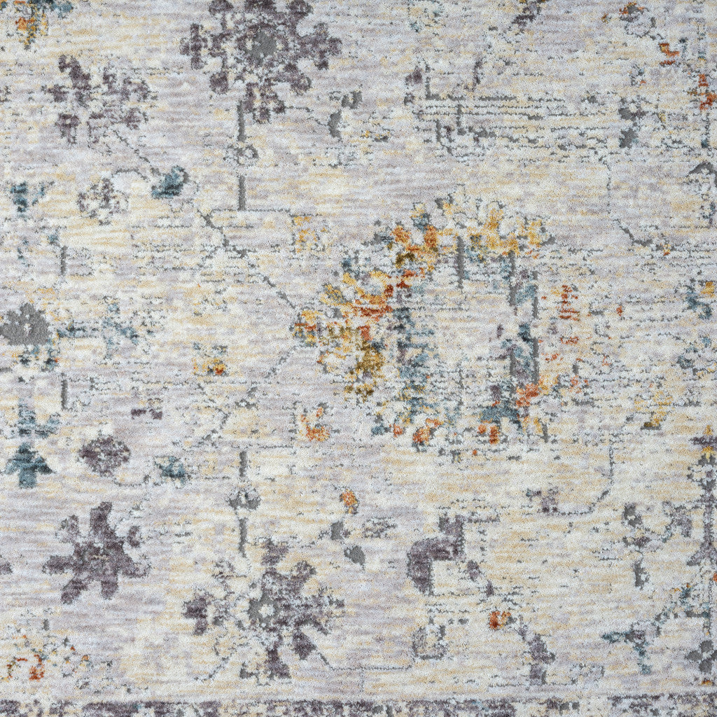 8' Runner Ivory and Blue Floral Runner Rug