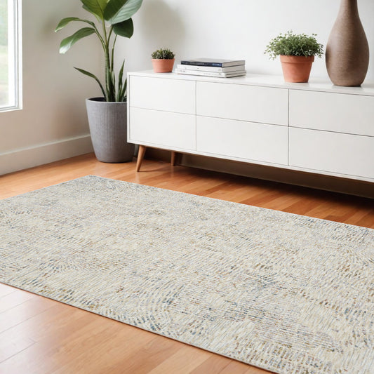 8' x 10' Ivory and Gray Abstract Area Rug