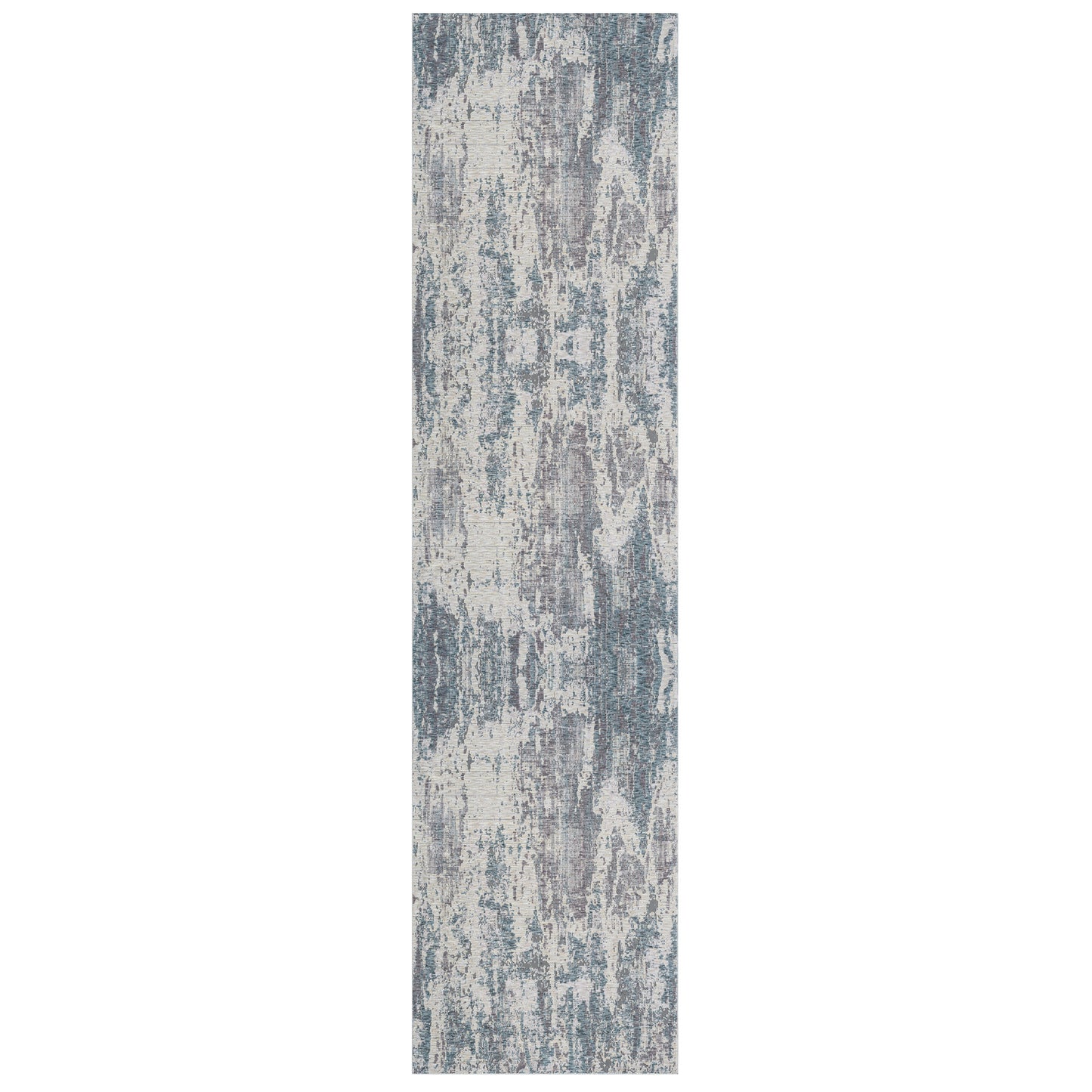 8' Runner Gray and Ivory Abstract Runner Rug