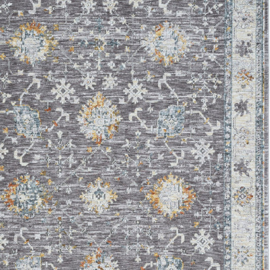2' x 3' Gray and Ivory Floral Area Rug