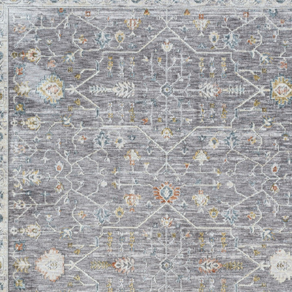 10' x 14' Gray and Ivory Floral Area Rug