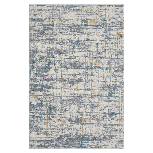 9' x 12' Blue and Ivory Abstract Area Rug