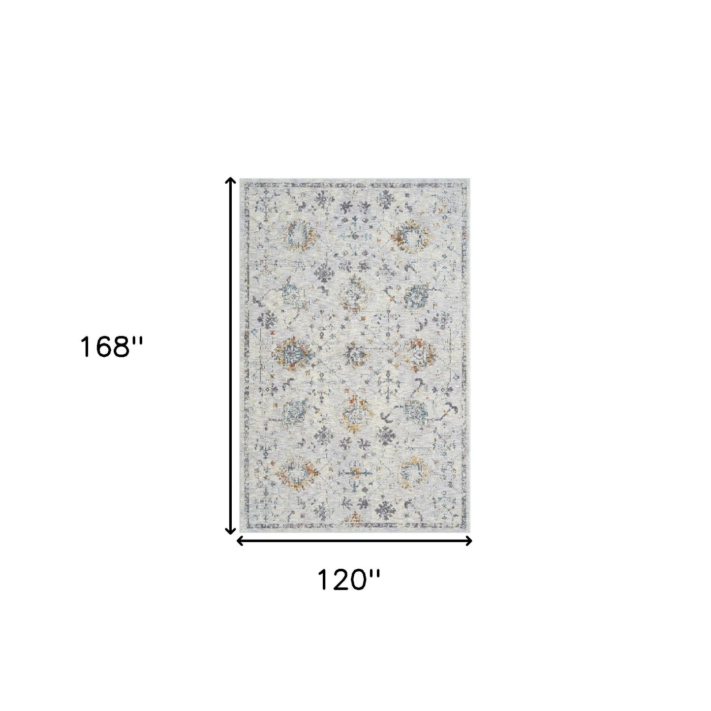 10' x 14' Ivory and Blue Floral Area Rug