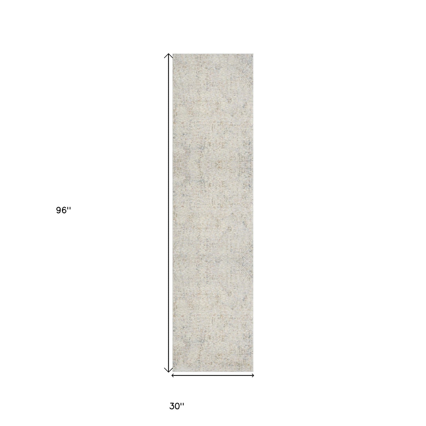 8' Runner Ivory and Gray Abstract Runner Rug