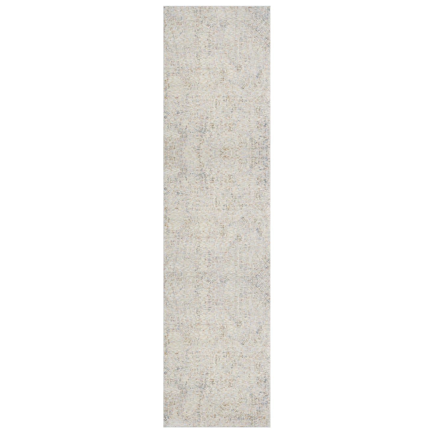 8' Runner Ivory and Gray Abstract Runner Rug