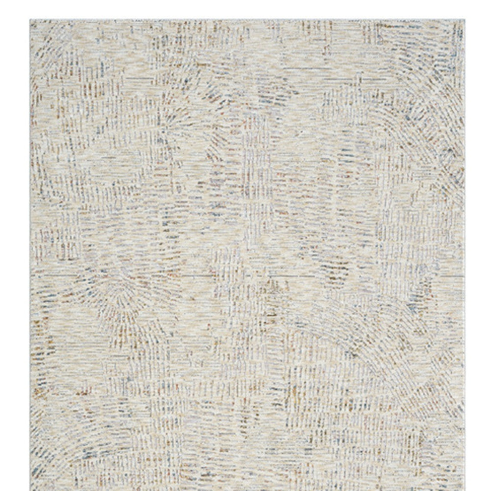 8' Runner Ivory and Gray Abstract Runner Rug