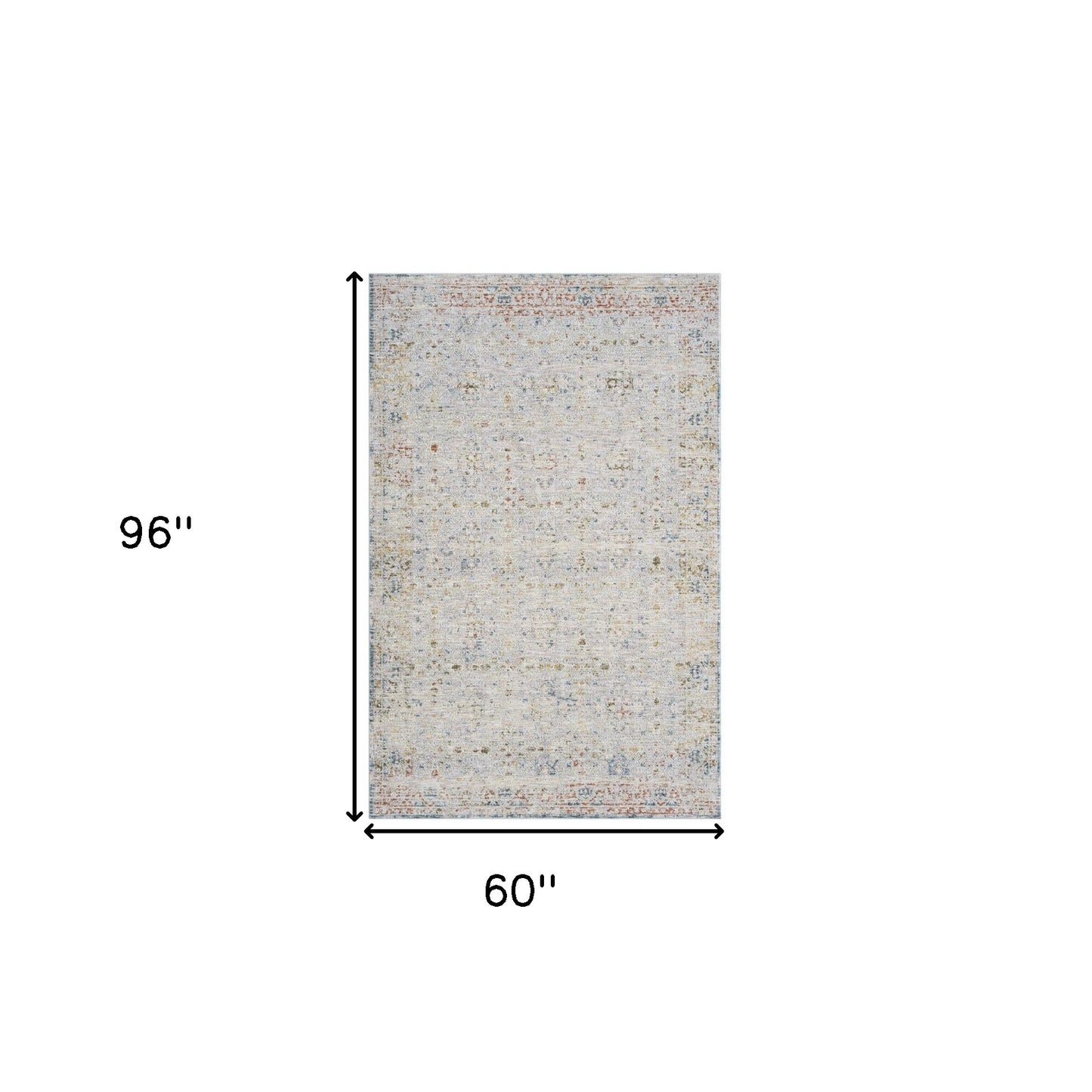 5' x 8' Ivory and Blue Floral Area Rug