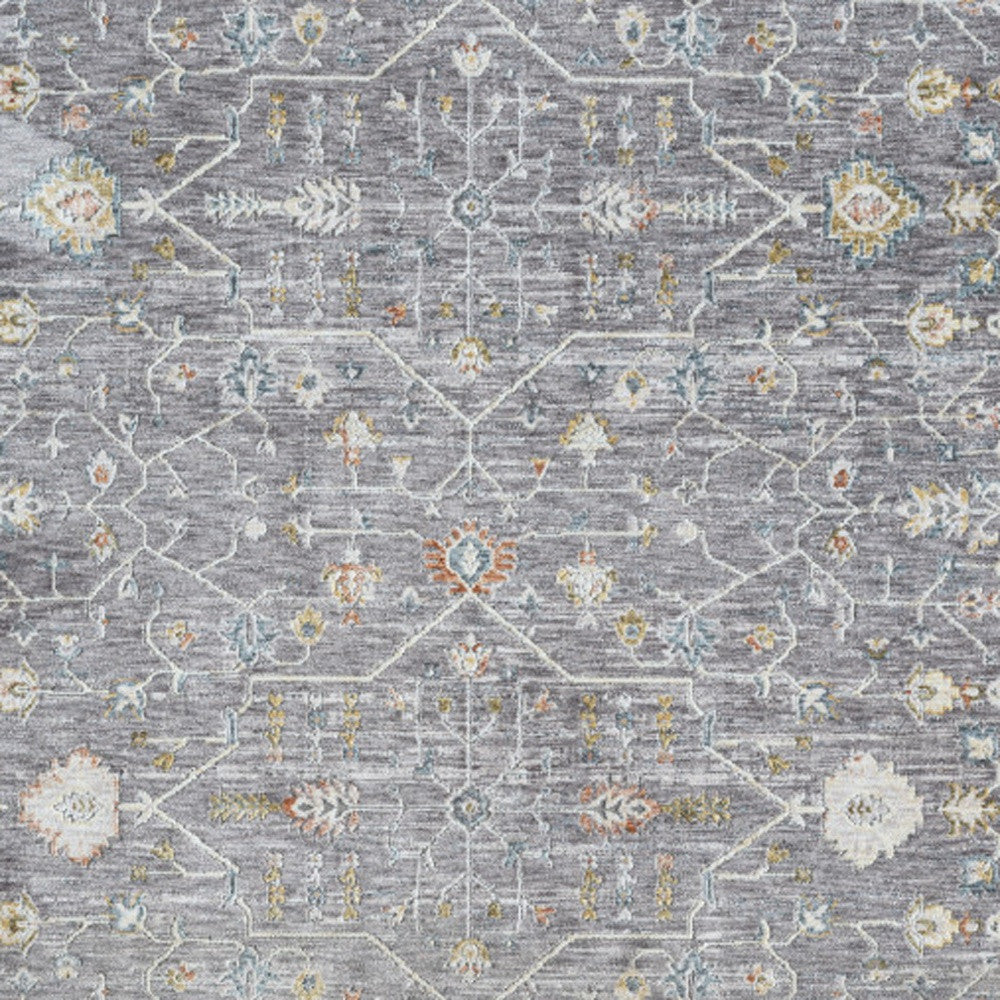 5' x 8' Gray and Ivory Floral Area Rug