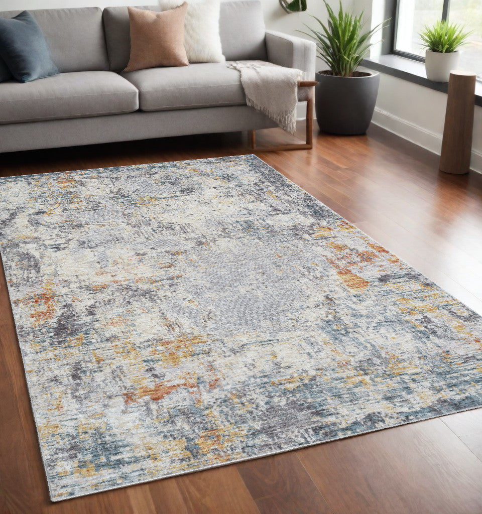 5' x 8' Gray and Ivory Abstract Area Rug