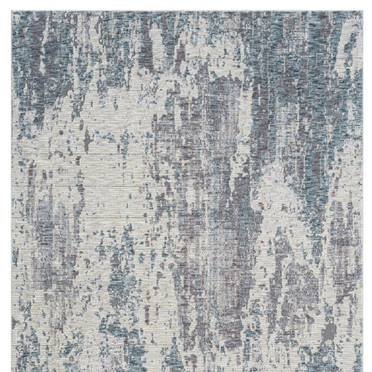 9' x 12' Gray and Ivory Abstract Area Rug