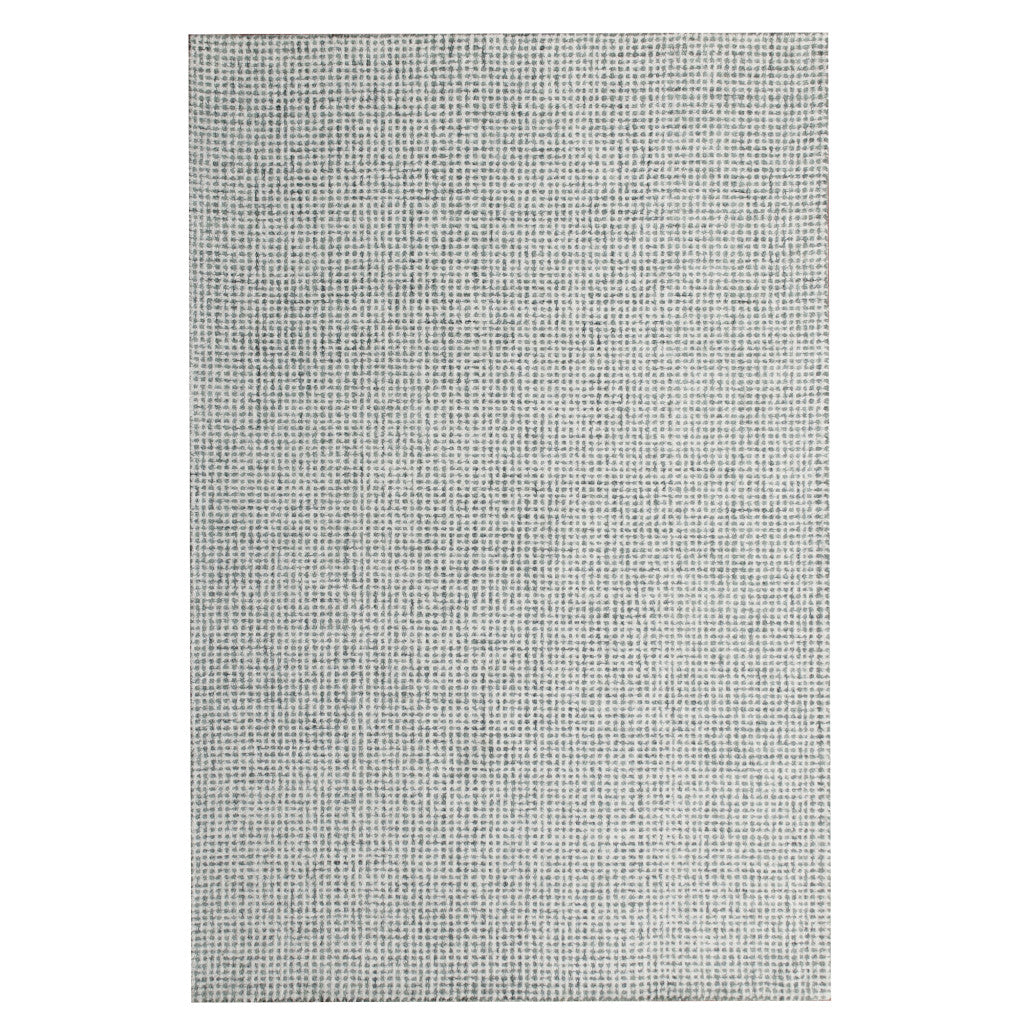 5' x 7' Green and Ivory Wool Checkered Hand Tufted Area Rug