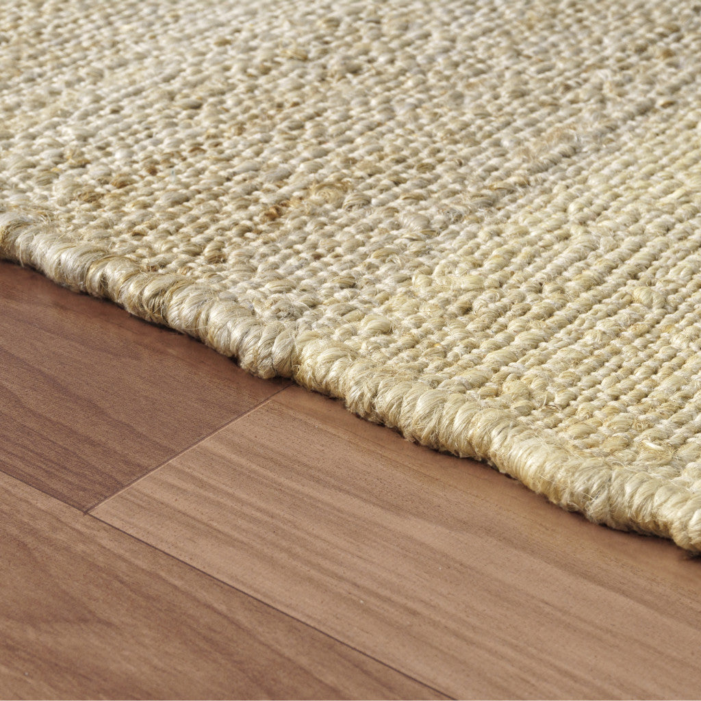 8' Runner Natural and Ivory Abstract Hand Woven Area Rug