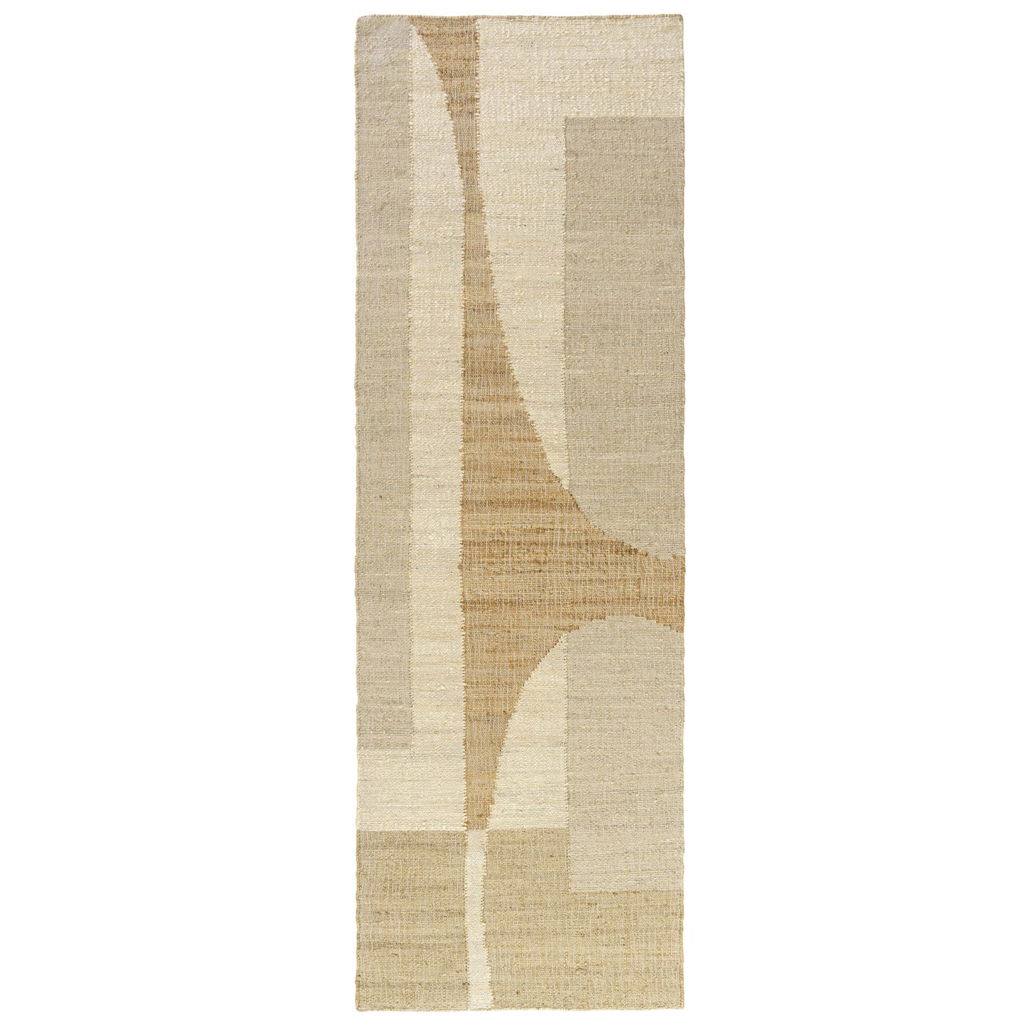 8' Runner Natural and Ivory Abstract Hand Woven Area Rug