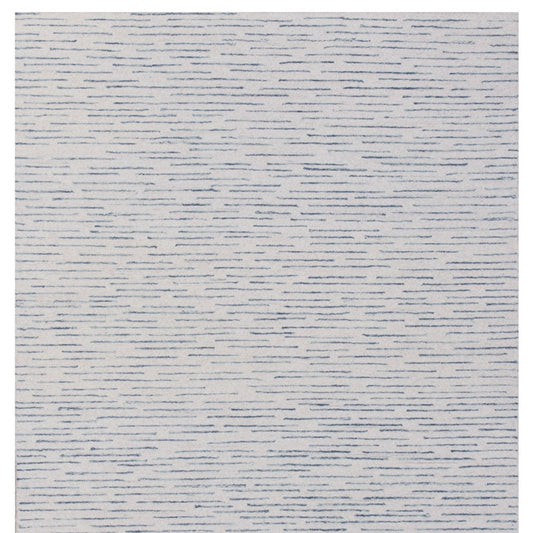5' x 8' Ivory and Blue Wool Striped Hand Tufted Area Rug