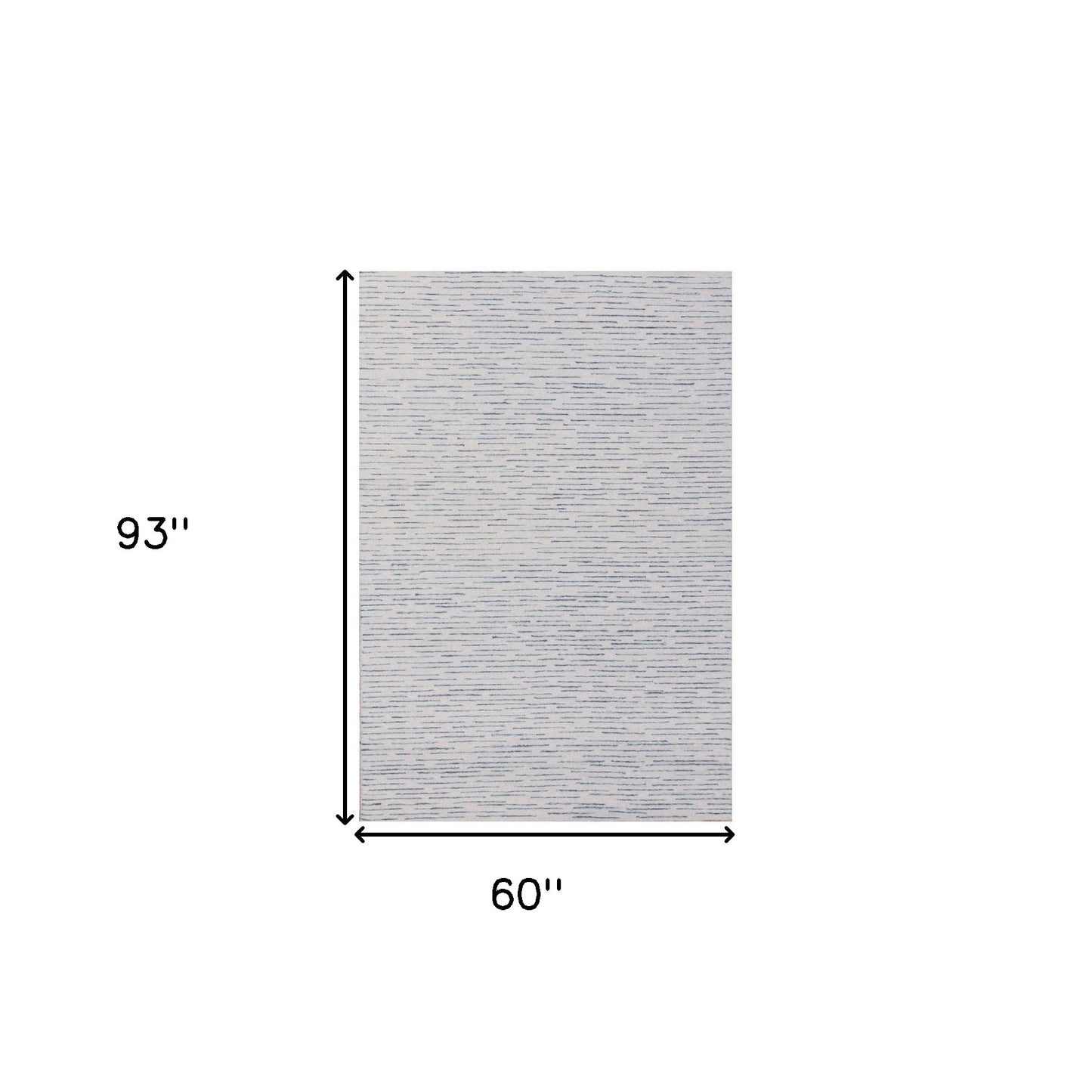 5' x 8' Ivory and Blue Wool Striped Hand Tufted Area Rug