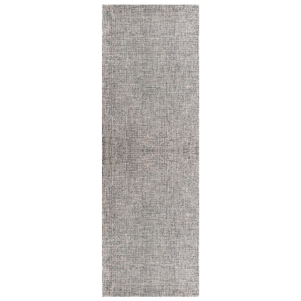 8' Runner Gray and Ivory Wool Checkered Hand Tufted Runner Rug