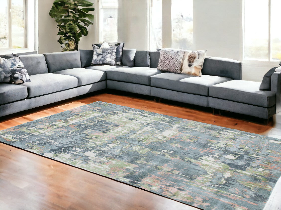 6' x 9' Gray and Yellow Abstract Hand Loomed Area Rug