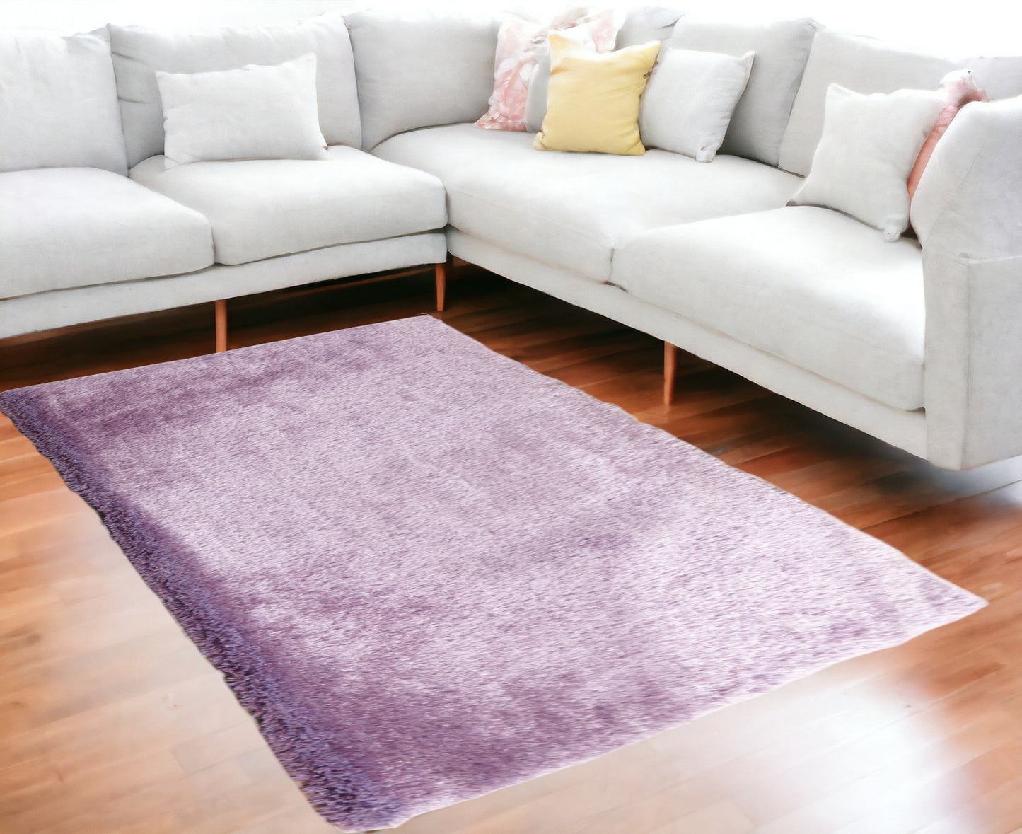 5' x 7' Lavender Shag Hand Tufted Area Rug