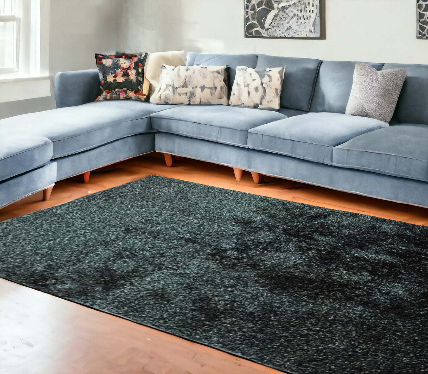 8' x 11' Black Shag Hand Tufted Area Rug